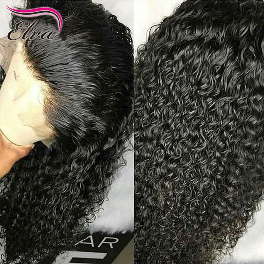 Предварительно выщипанные Glueless полностью кружевные человеческие волосы парики для черных женщин кудрявые бразильские полные парики шнурка Elva remy волосы парики с детскими волосами
