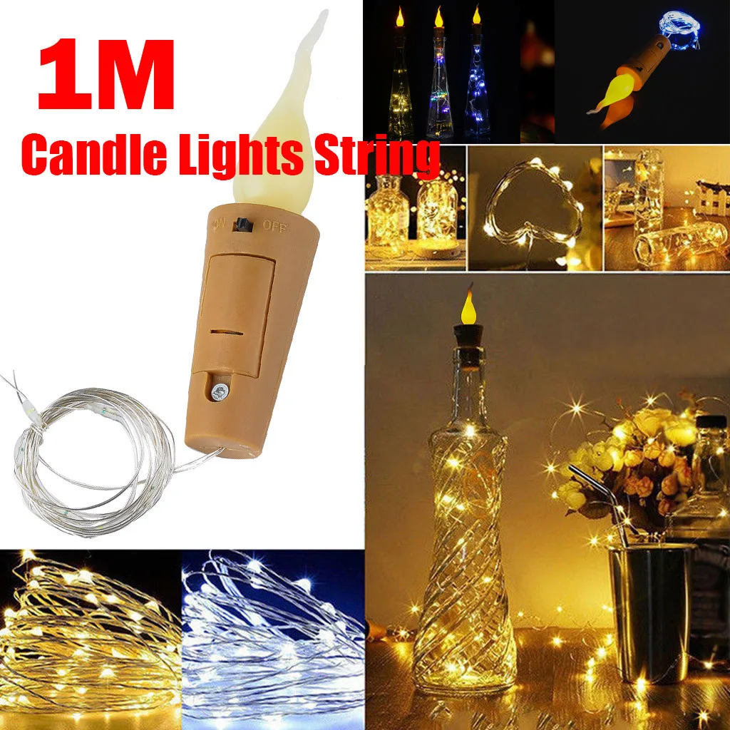 Прямая поставка теплые бутылки вина свеча форма струнные огни 10 светодиодные