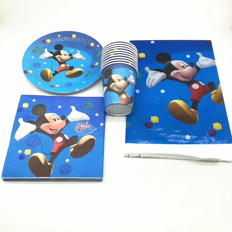 

Disney Микки Мышь тема 61 шт. на день рождения декоративная бумага для вечеринок кружки, тарелки, салфетки скатерть Baby shower посуда наборы для ухода за кожей свадебные принадлежности