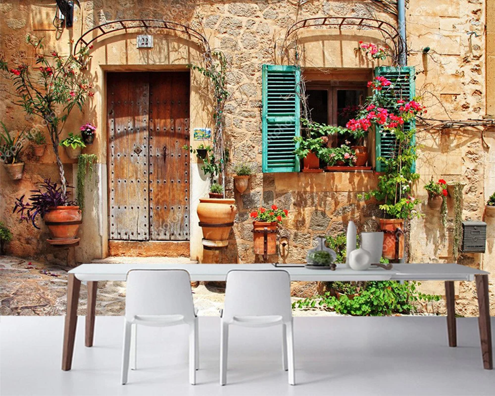 

Papel de parede Charming old streets of Spain buiding 3d wallpaper,living room sofa TV wall bedroom wall papers home decor