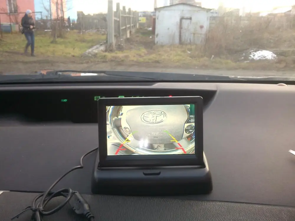 AMPrime 2 в 1 парктроник 4,3 дюймов складной автомобильный монитор видео плеер с ночным видением Водонепроницаемая камера заднего вида