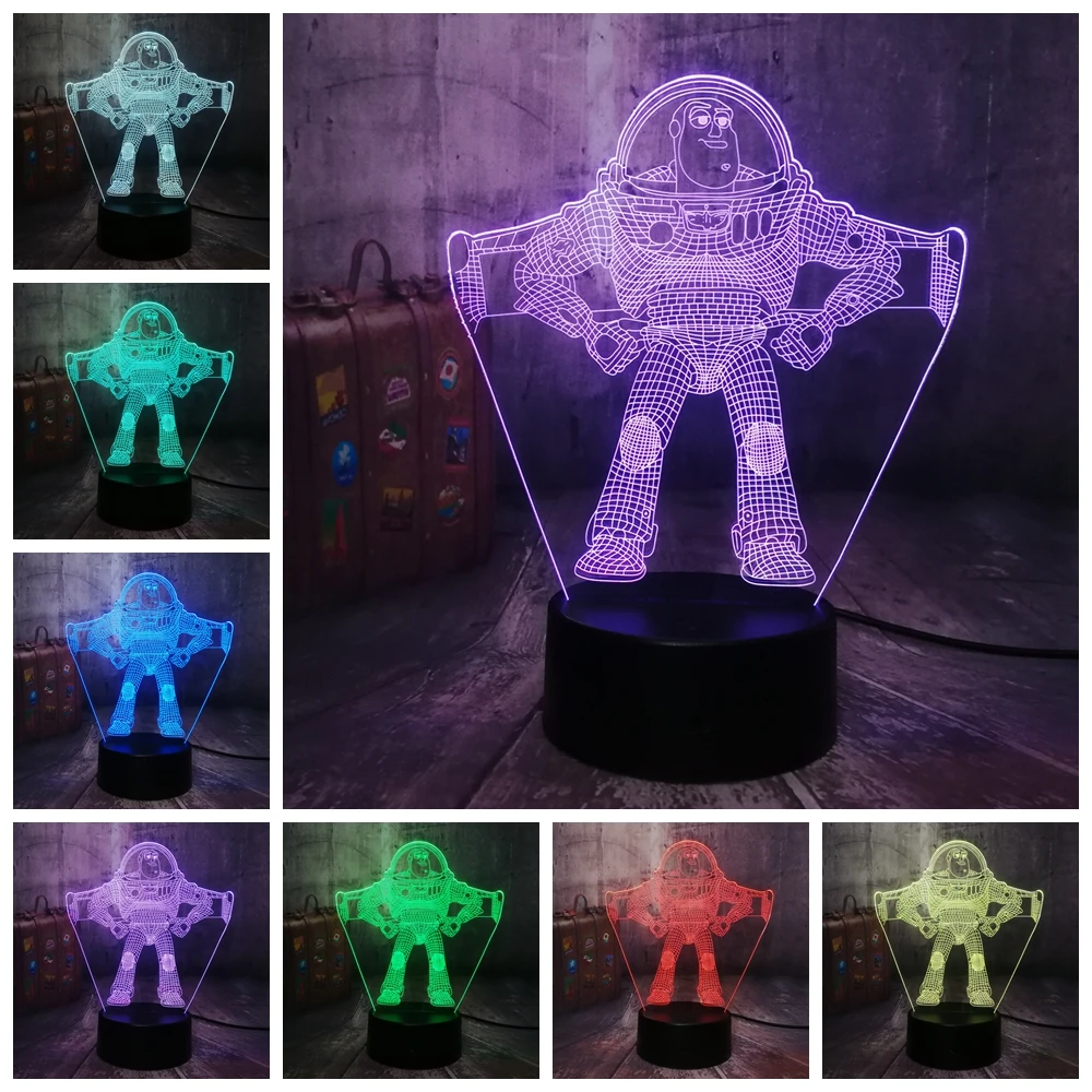 Новый светильник Buzz Toy Story 3D светодиодный ночник настольная лампа RGB 7 цветов