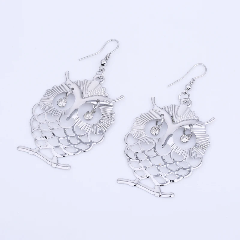 TDQUEEN металлический лист Сова Подвеска и серьги-подвески серебряный золотой цвет