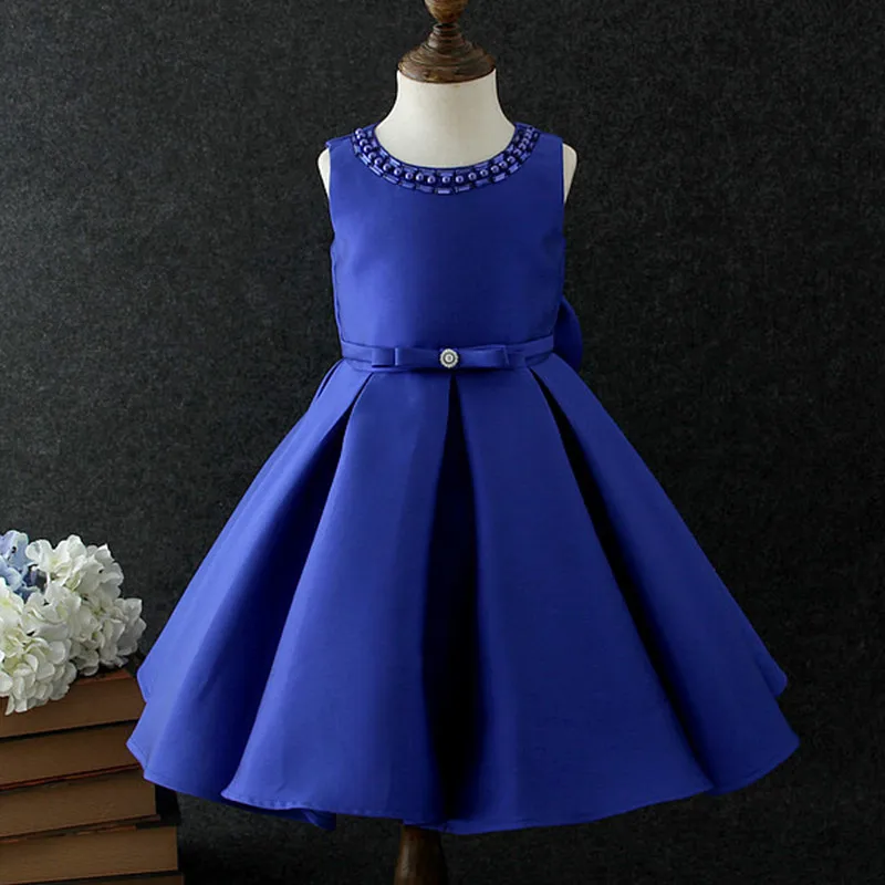 Cute Girls Dress With Bow Kids Dresses For Vestido De Festa Solid Princess Sleeveless Baby Girl Summer Clothes | Детская одежда и