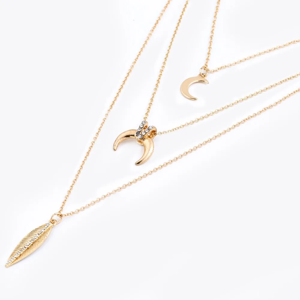 Женское Ожерелье с Луной многослойное винтажное ожерелье золотого цвета в стиле