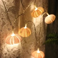 free shipping1pcslotpink sea urchin led light string natural shell weddingchristmas decor handmade craft party supplies