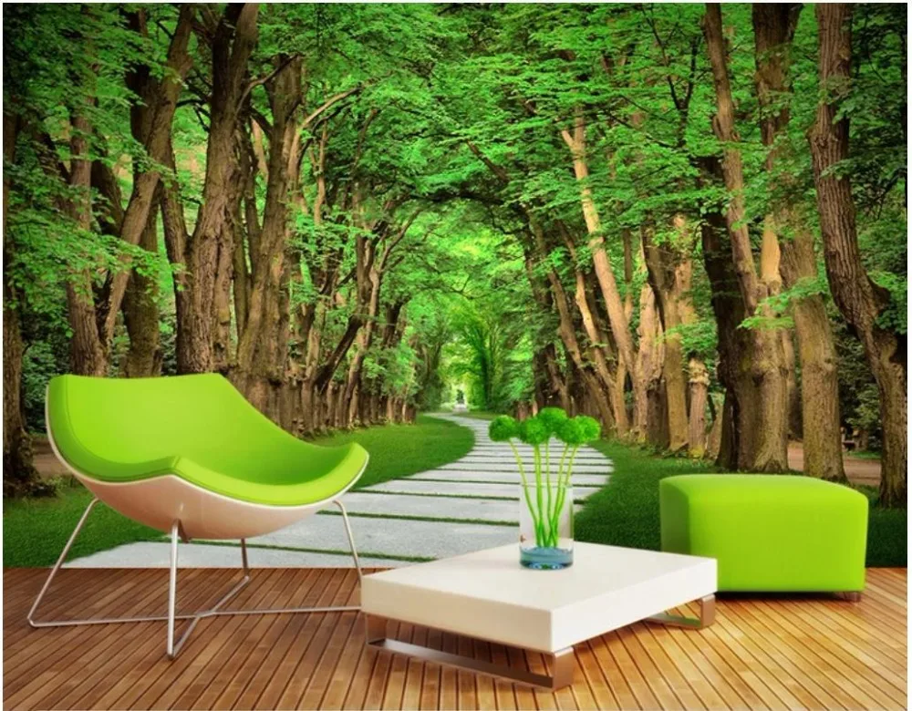 Пользовательские фото обои 3d настенные фрески лес камень дорога 3D пейзаж фон