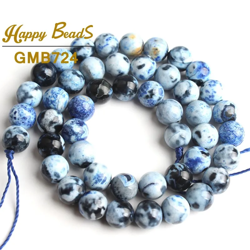 Голубые огненные Агаты Оникс Камень Бисер Круглые свободные бусины-разделители