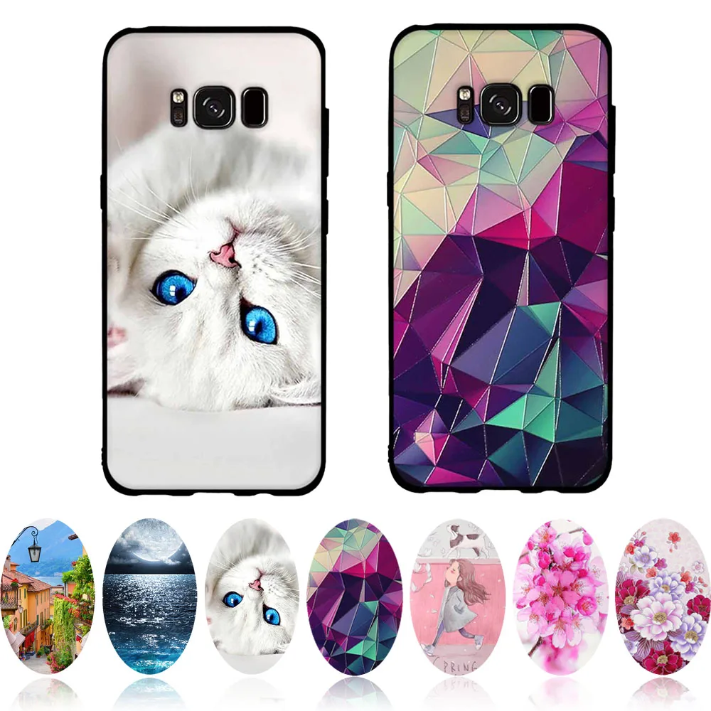 Чехлы для samsung Galaxy S8 G950F чехол мягкие силиконовые чехлы из ТПУ оболочка 3D с кошкой