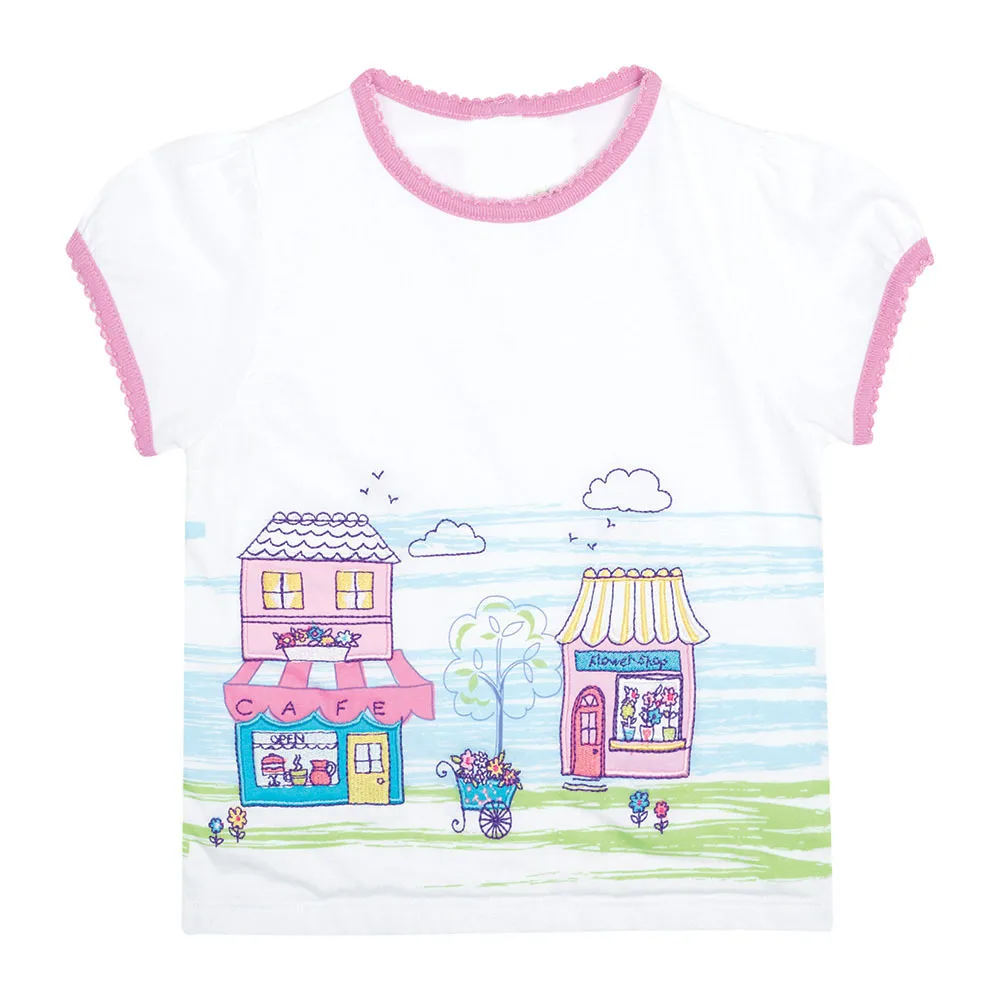 Футболка детская хлопковая трикотажная с круглым вырезом и принтом|children tshirt|knit