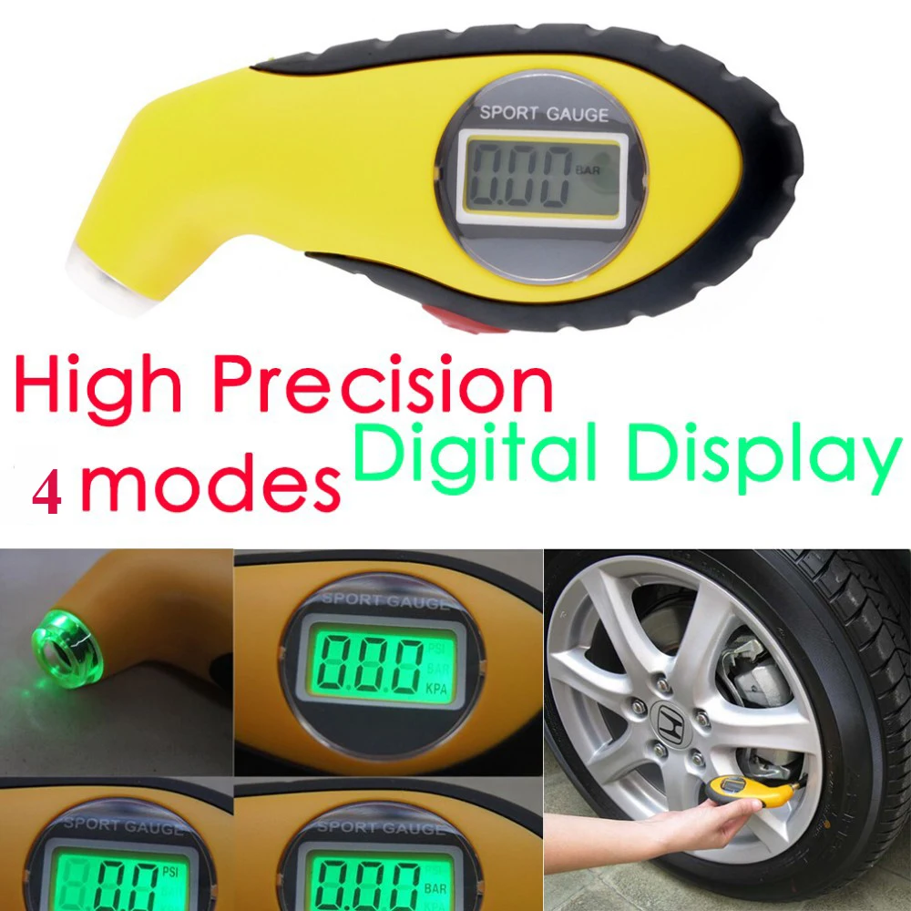 

High Presicion Digital Tire Pressure Gauge Tester Tool Auto Car Motorcycle Tyre Air Pressure Gauge PSI KPA BAR KGF Four Units