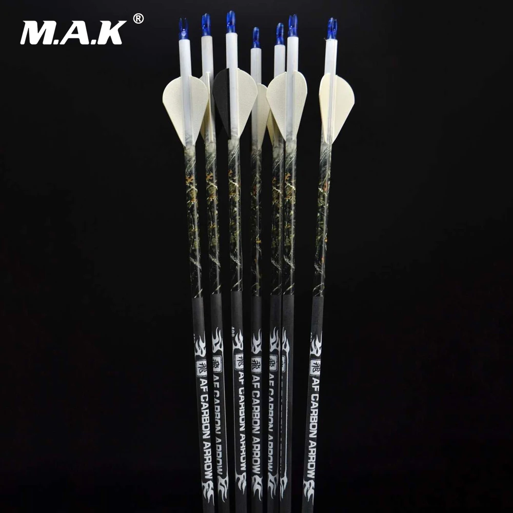 

6/12pcs Spine 400 Pure Carbon Arrow Archery Arrow 30 Inches for Compound Bow Arrow 7.5mm Carbon Shaft