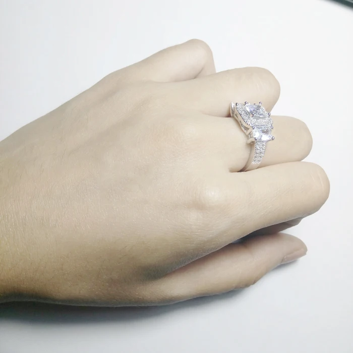 YINHED винтажное Женское Обручальное кольцо с тремя камнями 6 мм из стерлингового