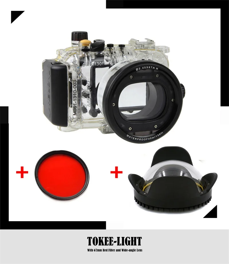 Водонепроницаемый чехол для подводного плавания камеры Canon S100 S110 S120 с красным