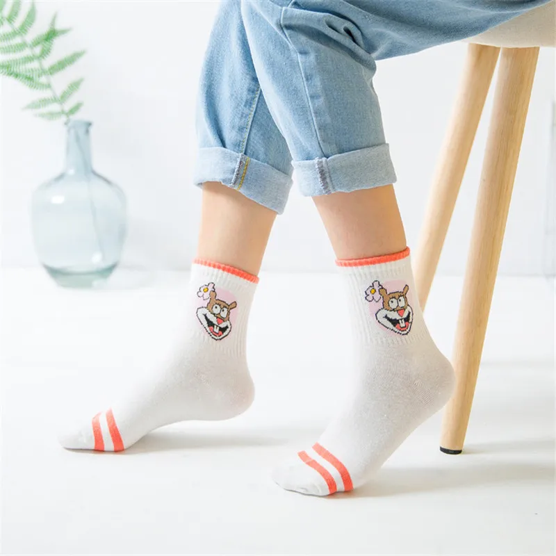 Модные носки для девочек с героями мультфильмов милые хлопковые женские