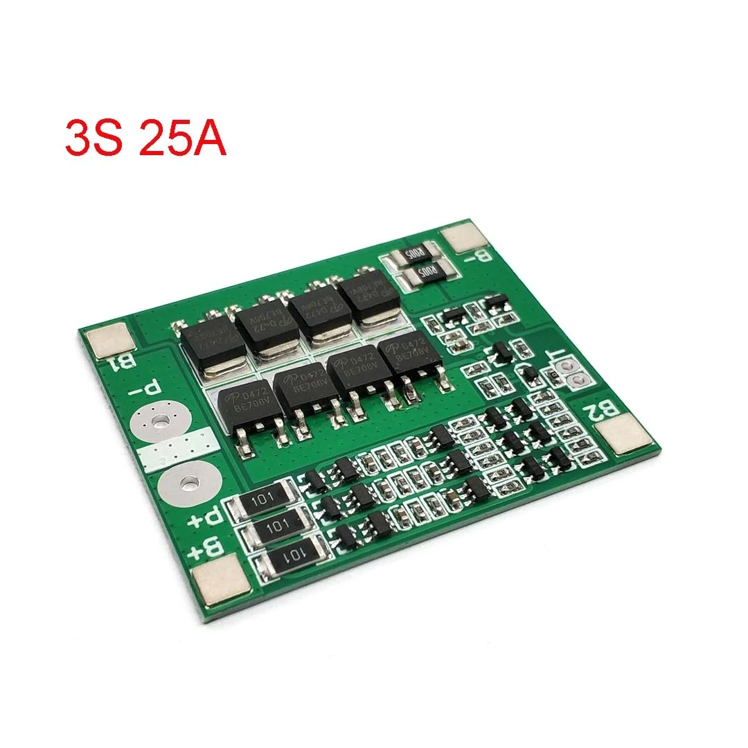 Защитная плата 3S 25A Li Ion 18650 BMS PCM для батареи bms pcm с балансировкой литий ионного