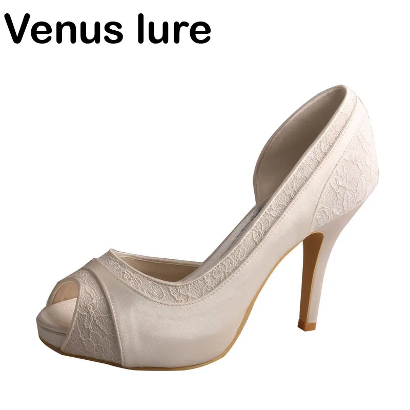Свадебные туфли на высоком каблуке Venus lure ручной работы с кружевом и атласом