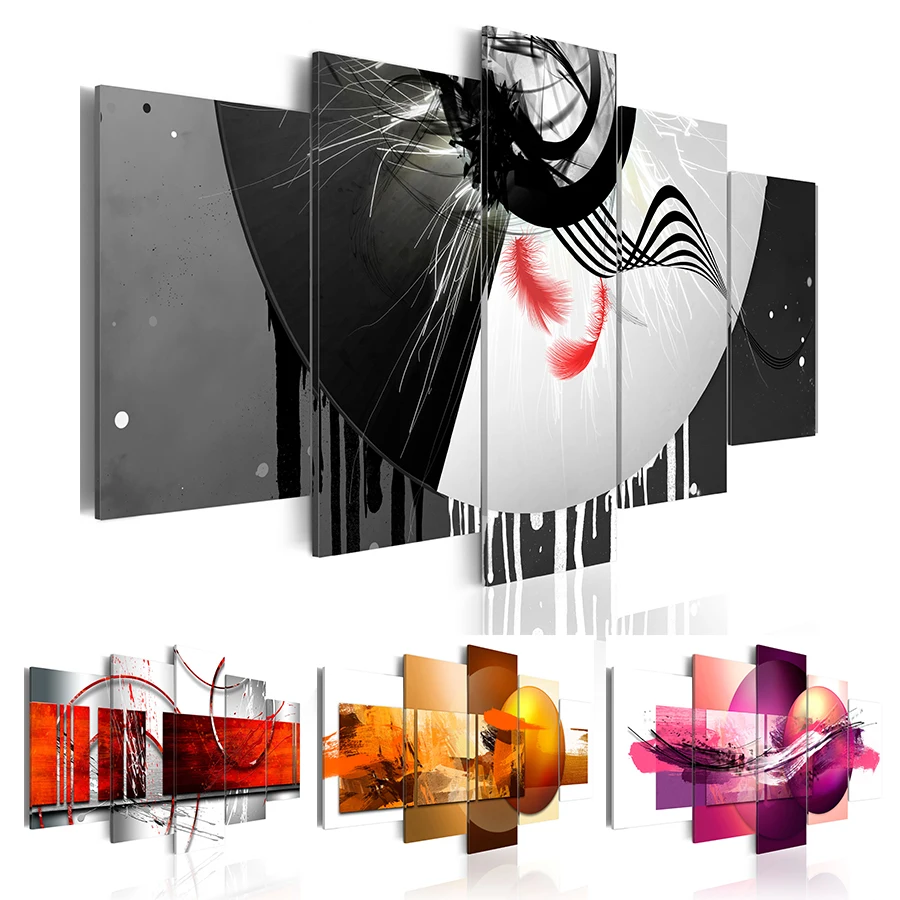 

5 Piece Wall Art Living Room Painting Decor Canvas Poster Canvas Painting Abstract Picture Modern Art Wall Painting No Frame