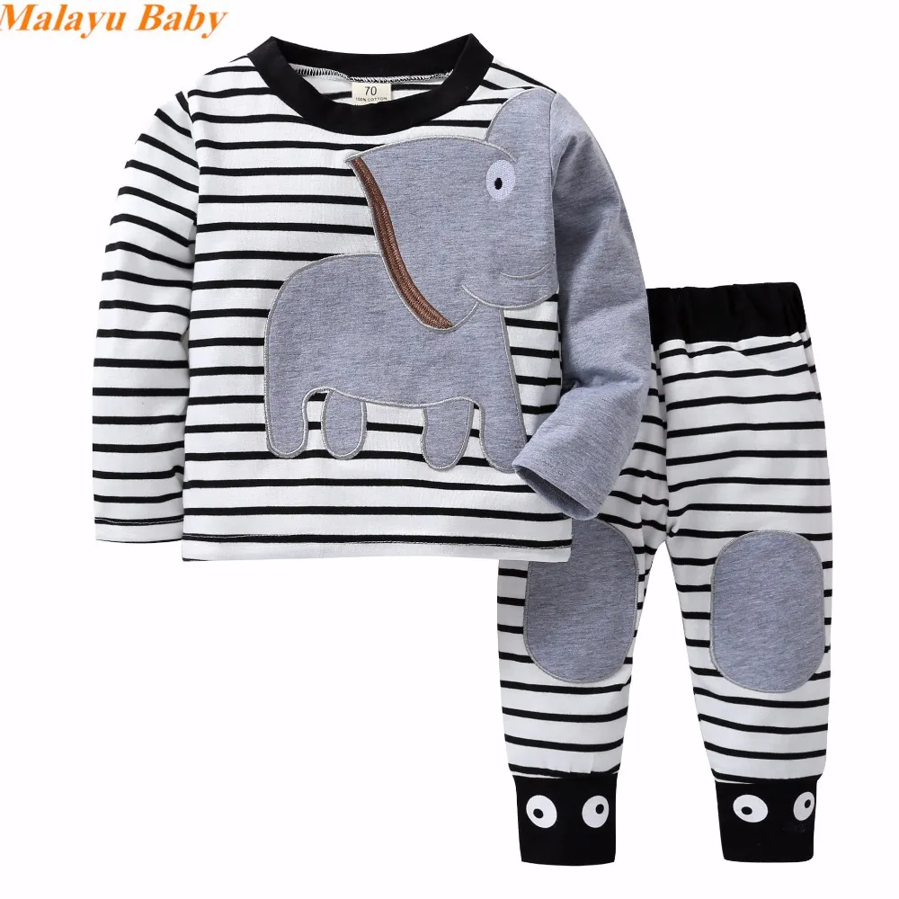 

Baby Child Clothing Spring Autumn Cute Striped Cartoon Long-Sleeved T-Shirt /Casual Pants 2Pcs Outfits 1-5Years Boys Sports Suit