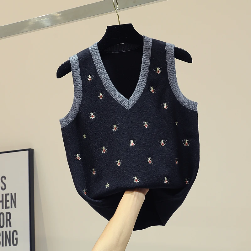 Женский вязаный жилет без рукавов весна осень 2019 милые топы в консервативном