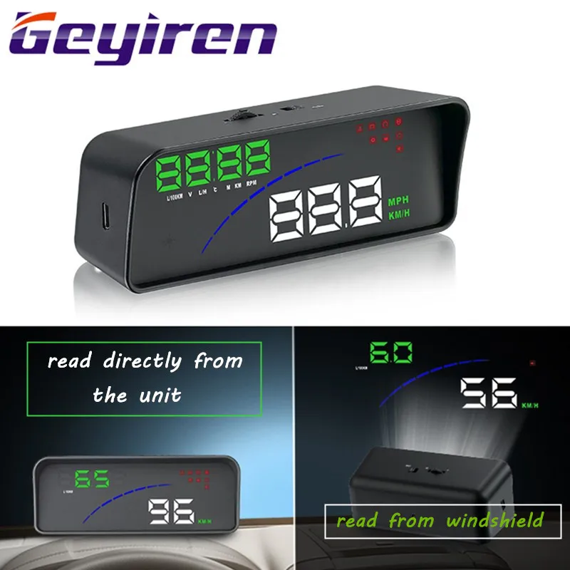 GEYIREN P9 автомобиля HUD Дисплей OBD Интеллектуальный цифровой измеритель для большинства OBD2 EUOBD автомобилей P9 HD проектор Дисплей на приборной панели автомобиля