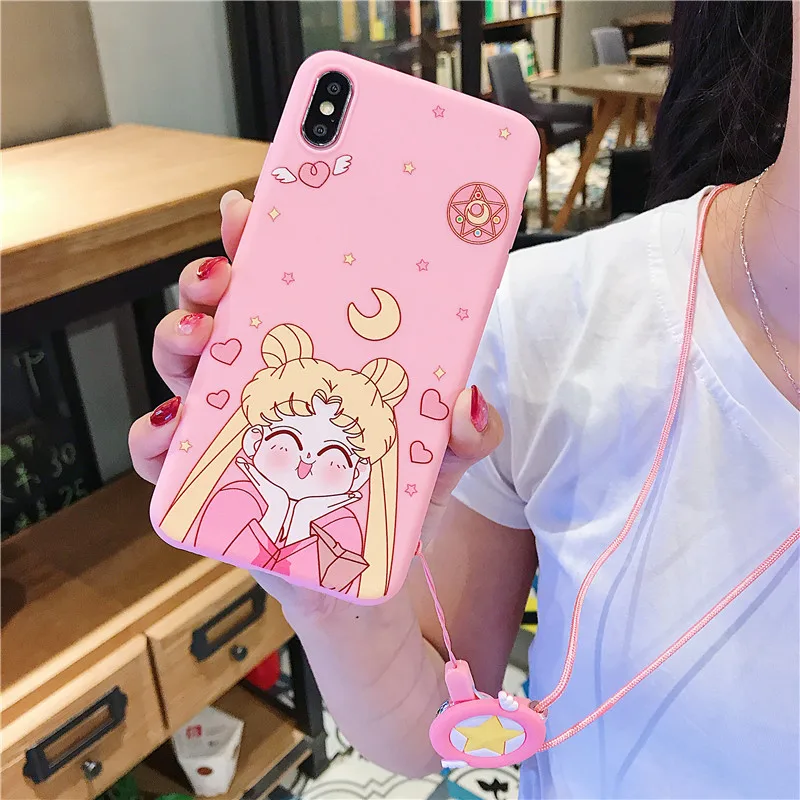 Чехол с рисунком Сейлор Мун для iPhone 6 6s 7 Plus Мягкий силиконовый чехол троса XS MAX XR 8 X