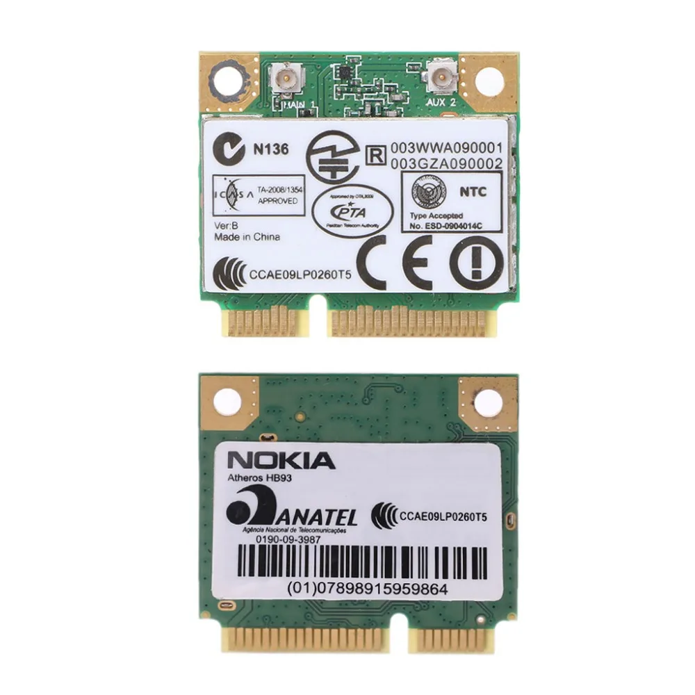 AR5B93 AR9283 половинной высоты Mini PCI E беспроводной Wlan WiFi карта 300 Мбит для Atheros Jy23 19