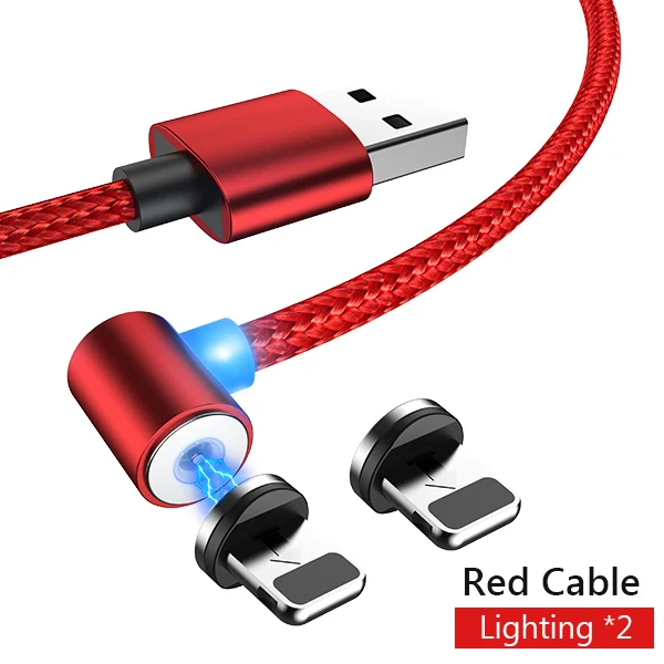 2 IOS red cable NOHON Магнитный l-образный кабель для быстрой зарядки Micro usb type C для samsung Xiaomi iPhone Универсальный Магнитный шнур для зарядки - Цвет: 2 IOS red cable