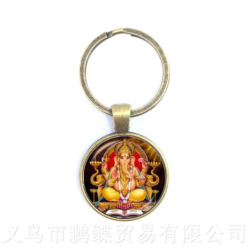Новинка 2018 классические 25 мм брелоки Ganesha Будда слон стеклянные с куполом мужские