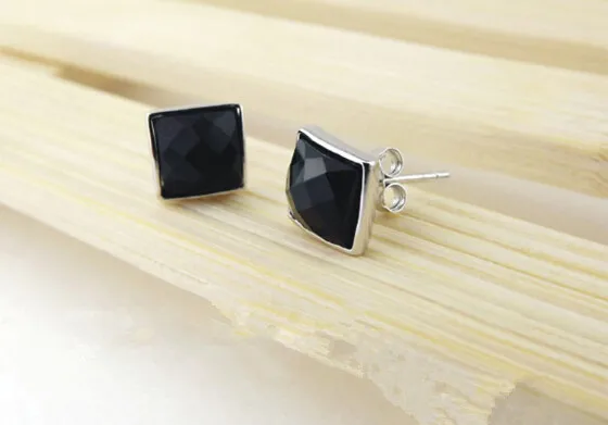 Серьги гвоздики унисекс с черными кристаллами JS1012|crystal stud earrings|stud earringsjewelry earrings |