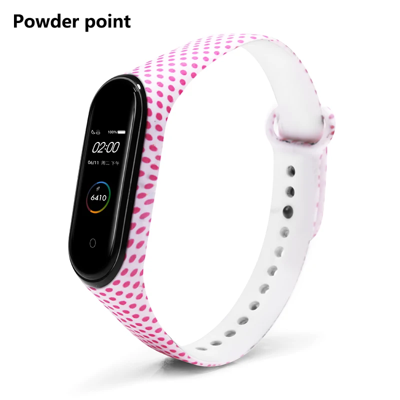 Powder point BOORUI mi band 4 ремешок силиконовый miband 4 универсальные аксессуары спортивный ремешок на запястье Замена для xiaomi mi band 4 смарт-браслеты - Цвет: Powder point