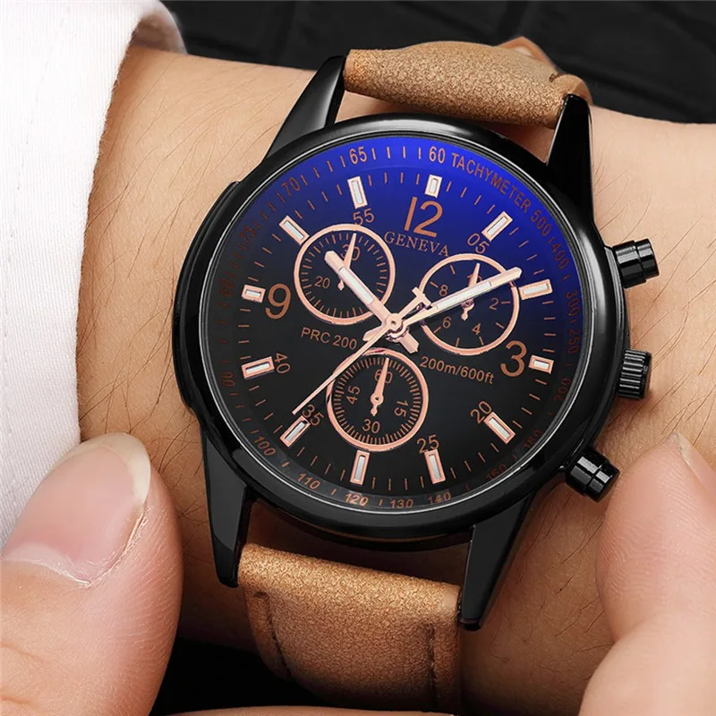 

2022 Fashion Quartz Men Watch Young Reloj Hombre Color Changing Glass Flocked Leather Strap Watches Wristwatch Relogio Masculino