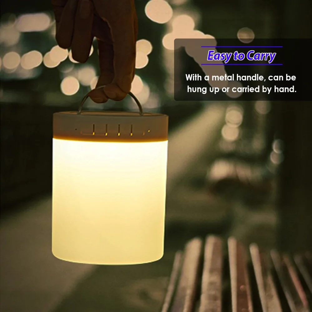 Portable Wireless Bluetooth Speaker Touch Control Color LED Bedside Table Lamp Speakerphone / TF Card AUX-IN Supported (White |