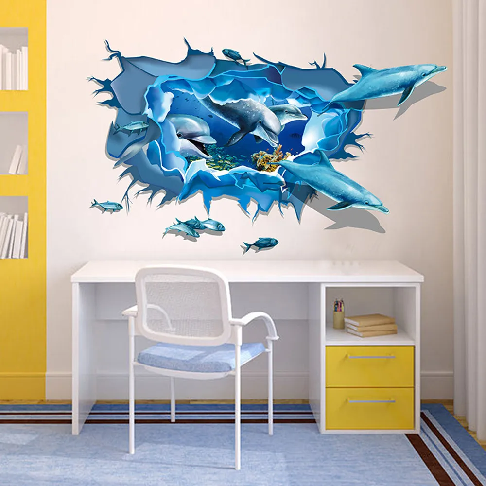 2019 горячие новые продукты съемные Дельфин 3D морские наклейки &quotОкеан&quot