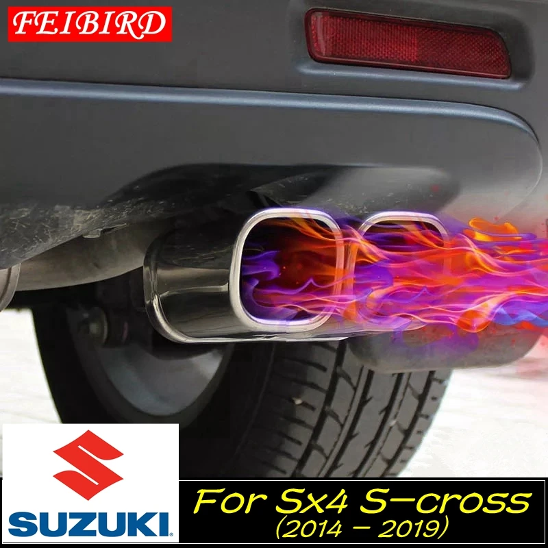 Для Suzuki Sx4 S-cross 2014-2019 задний глушитель выхлопная труба декоративная накладка |
