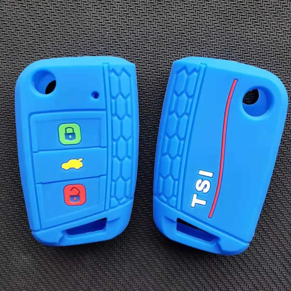 blue cover only Флип-чехол для ключей Skoda Scout Kodiaq Karoq Октавия Рапид поло GOL golf 7 MK7 Bora Passat Touran Tiguan TSI A7 - Название цвета: blue cover only