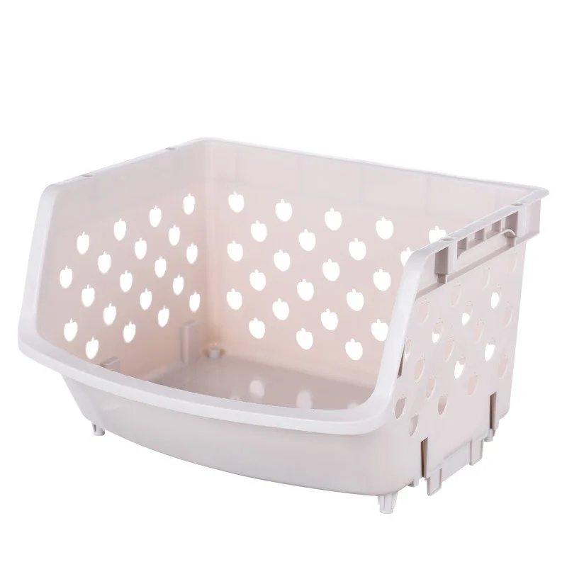 Пластиковая корзина для хранения овощей и фруктов на кухне и бытовых товаров в ванной комнате, которую можно ставить друг на друга.