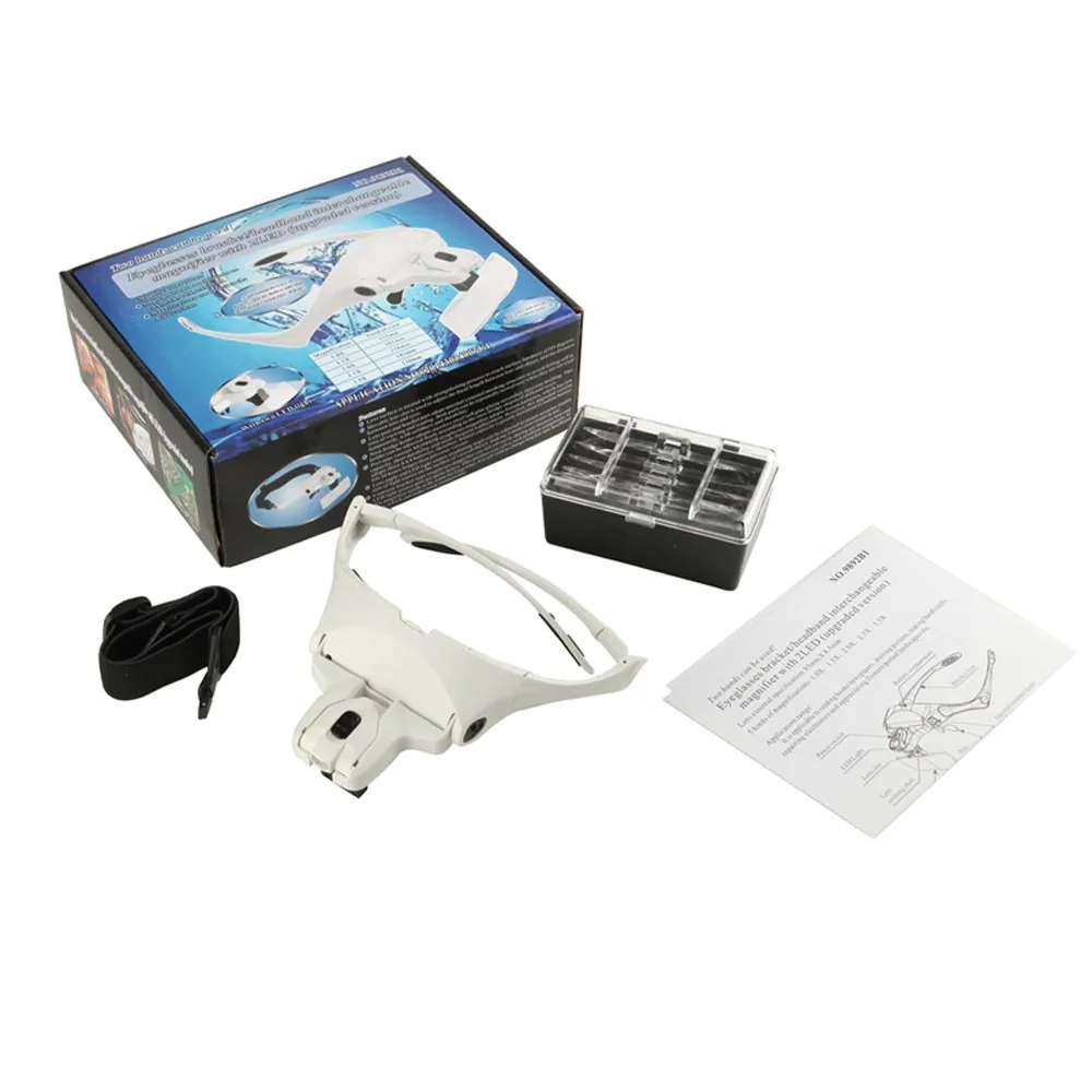 

Permanent Makeup Tattoo1.0X 1.5X 2.0X 2.5X 3.5XAdjustable Led Head Wear Magnifying Glass with Bracket Headband Tattoo Accessory