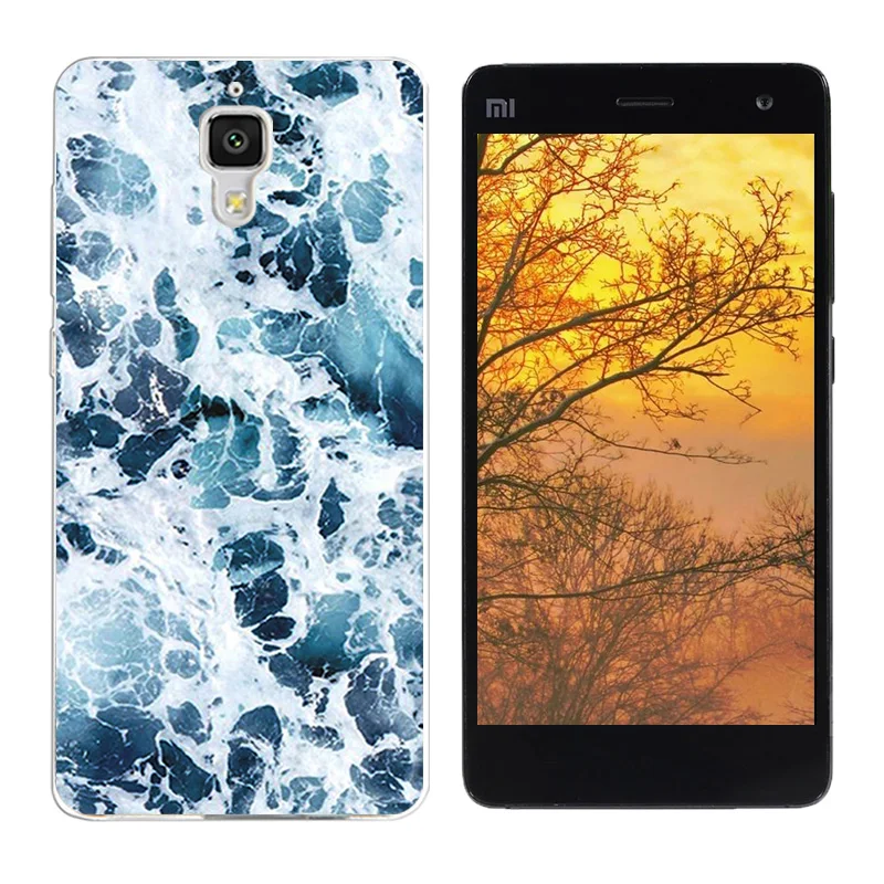 for Xiaomi Mi4 M4 Case Silicone Tpu Mi 4 Soft Back Black Cover Pine Printing Shell |