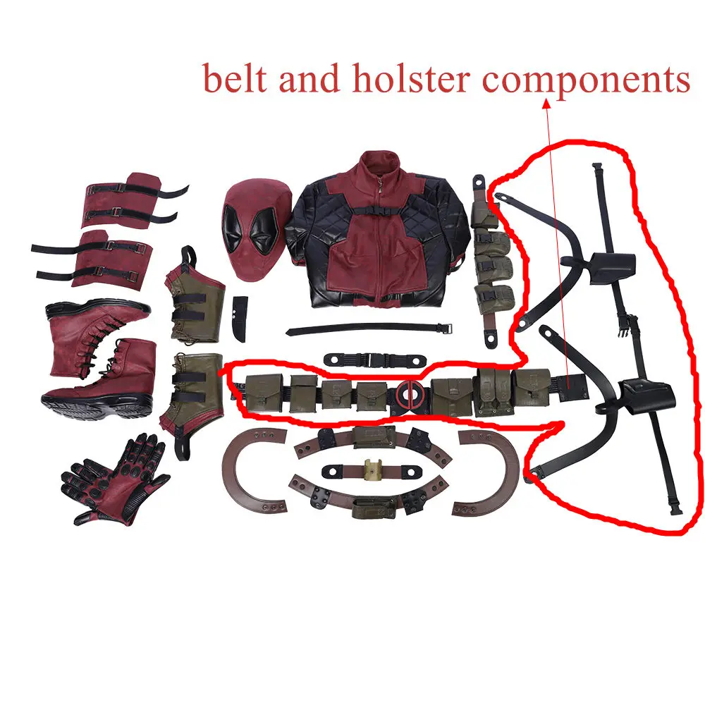 belt and holsters Женский красный комбинезон COSBOOM Deadpool, костюм Дэдпула для взрослых, Женский костюм на Хэллоуин, костюм супергероя, леди Дэдпул, карнавальный костюм - Цвет: belt and holsters