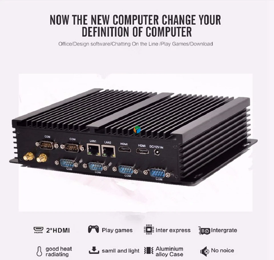 Безвентиляторный промышленный Мини ПК Win10 Core i7 i5 i3 2955U 2* сетевая карта Intel Gigabit LAN 6* RS232 8* USB Micro компьютер Linux Wi-Fi 2* HDMI