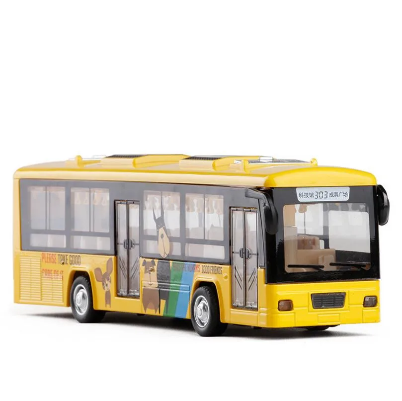 City bus model 1:48 alloy pull back diecast metal toy vehicles Children's toys Voice Announcements free shipping |