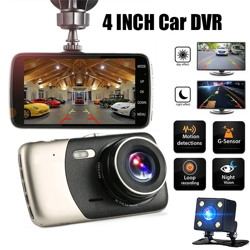 4 0 дюймов Dash Cam двойной объектив 1080 &quotFHD 170 P автомобильный Dvr Автомобильный