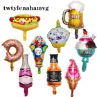 Самоуплотняющийся Новый мини-пончик, торт на день рождения, десерт, воздушный шар из алюминиевой фольги, праздничное украшение для вечерние, игрушки высокого качества