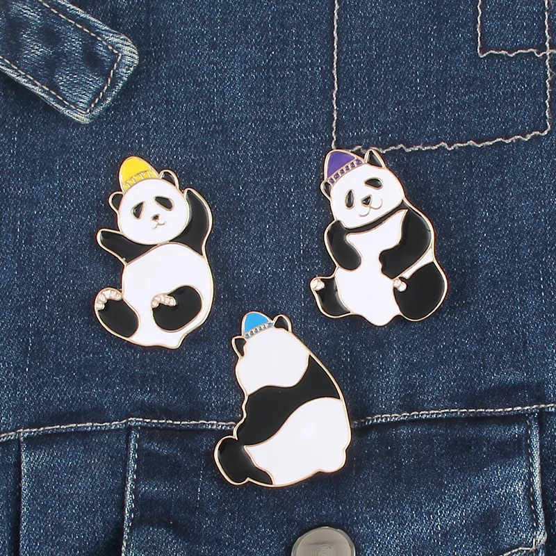 Fashion cartoon animal brooch cute creative panda Enamel pin fun acrobatics giant badge decoration jewelry female gift | Украшения и