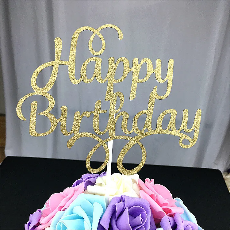 1 шт торт Топпер флаг сверкающие флаги с надписью Happy Birthday картон один свадебный