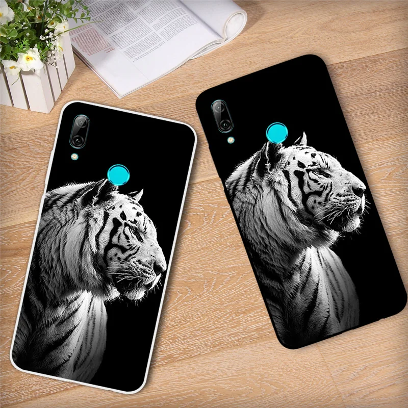 Тонкий чехол для телефона с собакой и кошкой huawei P Smart 2019 черный матовый защитный