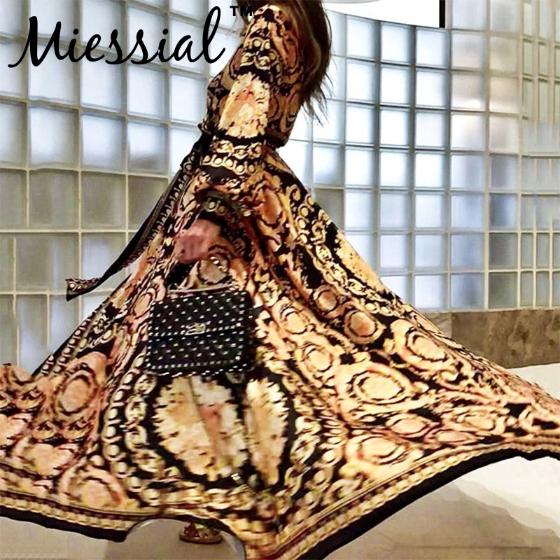 Miessial, с принтом пейсли, винтажное, с разрезом, бодикон, бохо, платье для женщин, с длинным рукавом, элегантное платье, зимнее, вечерние, сексуальное, Пляжное, длинное платье