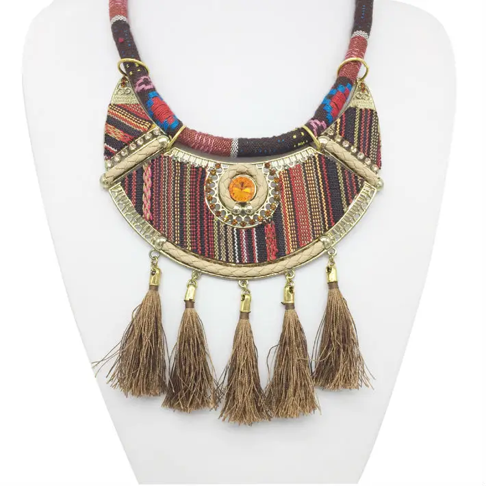 Hot New women bohemian necklace&amppendants camel fringe choker necklace za tribal ethnic boho jewelry mujer vintage tassel bijoux |
