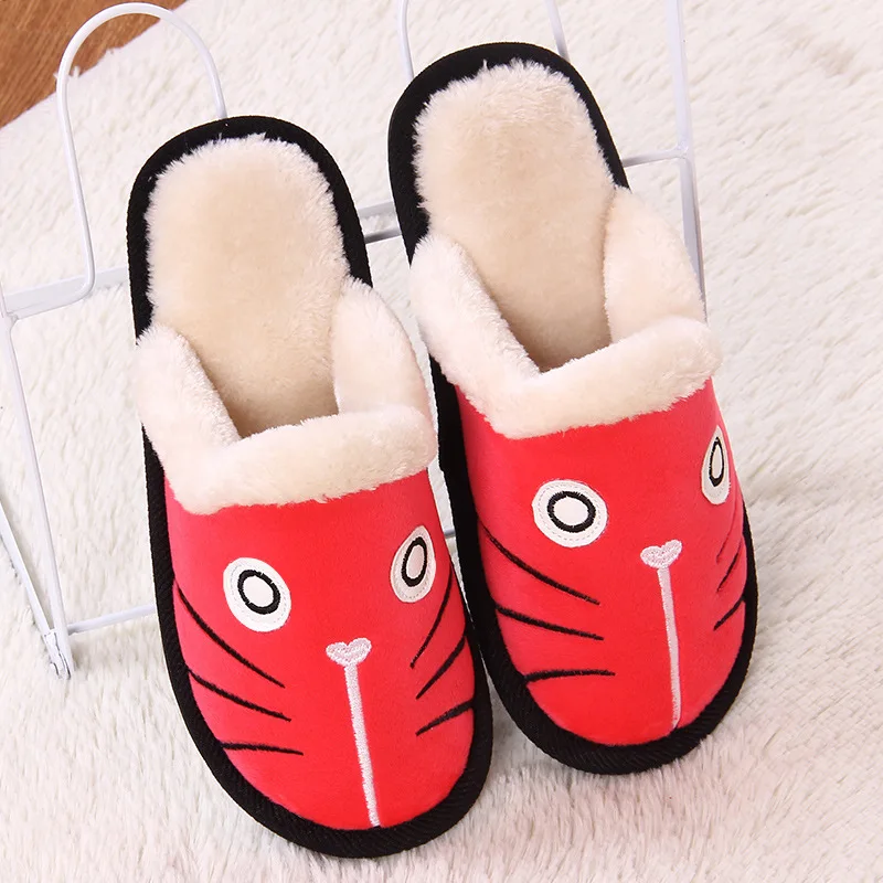 

Winter Women Slippers Lovely Cotton Dog Cat House Slippers Ladies Plush Fur Warm Outdoor Indoor Home Slippers Zapatillas Mujer